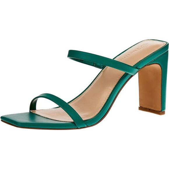 👠 The Drop 7 Avery Square Toe Two Strap High Heeled Sandal Ultramarine - Picture 1 of 6